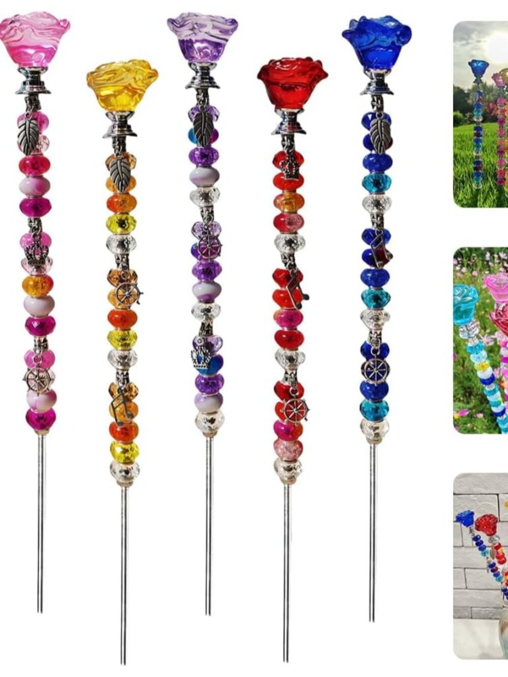 140Pcs DIY Fairy Wand Beaded Garden Stakes Kit Fairy Wands Kit for Different Fes